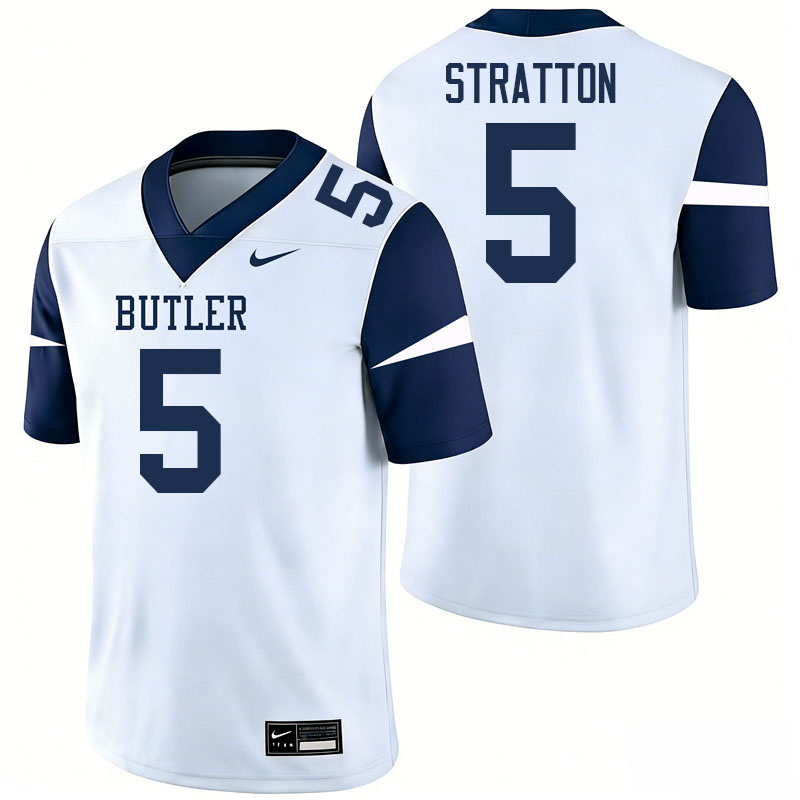 Butler Bulldogs #5 Jackson Stratton College Football Jerseys,Uniforms-White